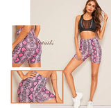 Womens Pink Snakeskin Print Spandex Shorts for an Active Lifestyle